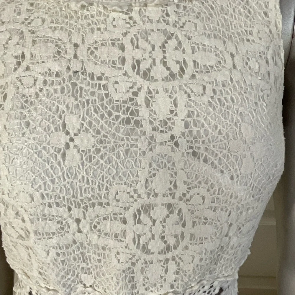 TopShop white sleeveless eyelet Lace Sleeveless short dress Women Size 4 - Picture 4 of 9